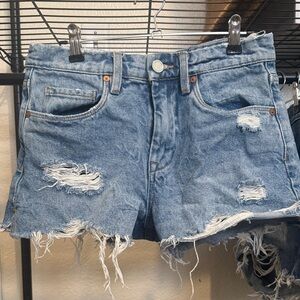 Blank NYC Light Blue Ripped Denim Shorts